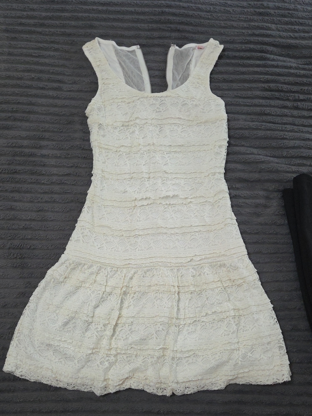Candie's Cream Lace Tiered Mini Dress